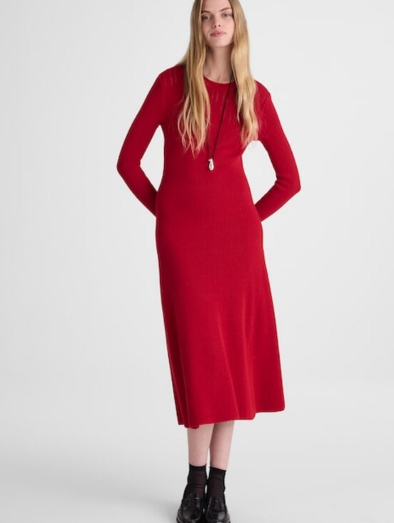 Madewell Dresses & Skirts - NWT Madewell Talia Rib The Signature Knit Crewneck Midi Dress Crimson Red